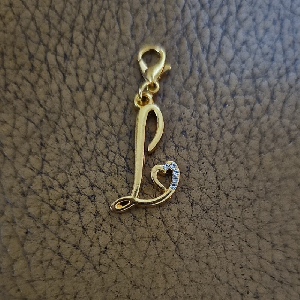 L Initial Charm Pendant with Heart Accent